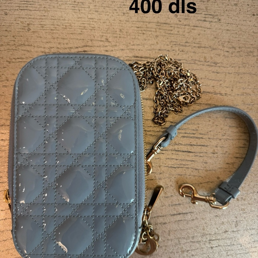 Gray Quilted Crossbody Bag with Gold Chain DIOR